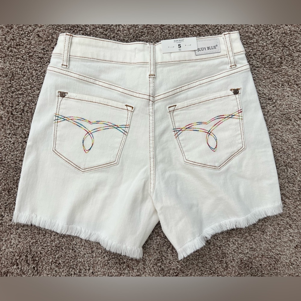 Small Judy Blue Ecru Rainbow Shorts - Picture 10 of 10